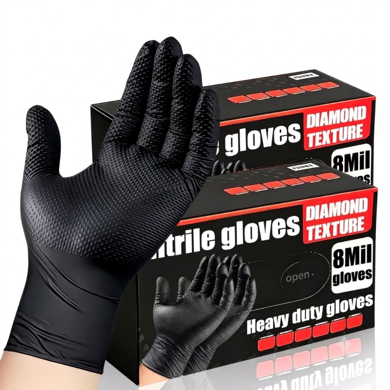 Disposable Gloves Nitrile - Guantes Industriales de Nitrilo Negros Resistentes,