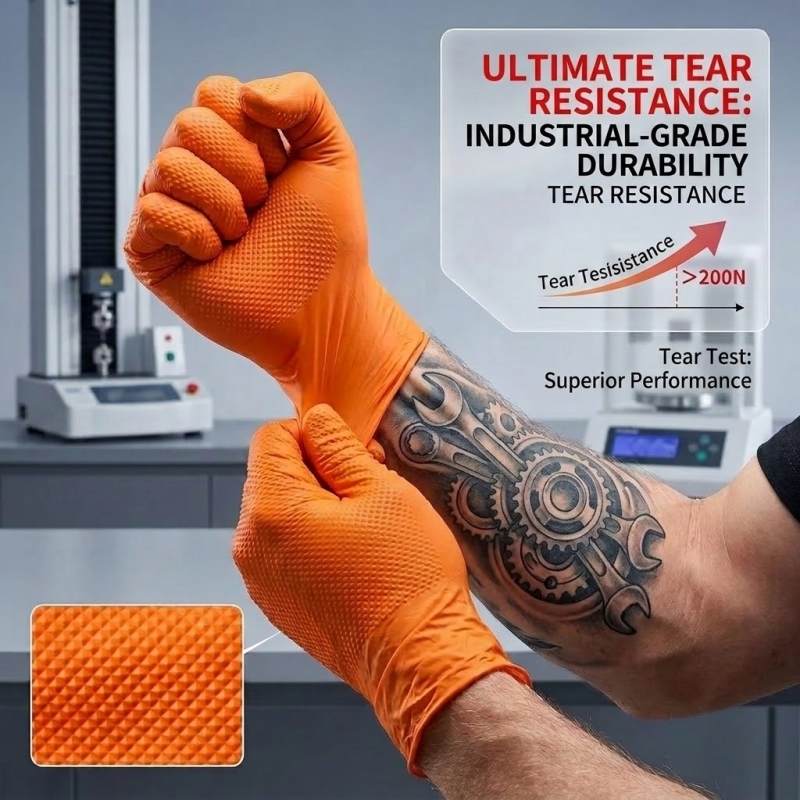 Guantes de Nitrilo Naranja Res - Disposable Gloves Nitrile reseña y precio